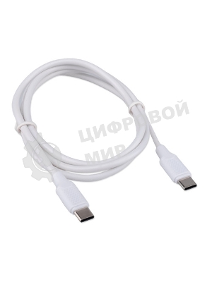 Кабель USB2.0 Cablexpert CC-USB2-CMCM-60-1M-W, Type-C/Type-C, 3А, 60Вт, PD/QC3.0, медь, 1м, белый, пакет