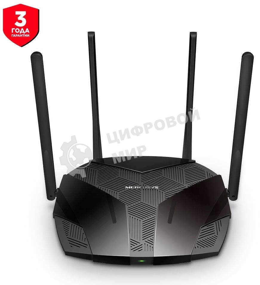 Роутер Mercusys MR70X AX1800 Dual-Band WiFi 6 Router, 574 Mbps at 2.4 GHz + 1201 Mbps at 5 GHz,4× Fixed External Antennas, 3× Gigabit LAN Ports, 1× Gigabit WAN Port, 1024-QAM, OFDMA, Router/Access Point Mode, MU-MIMO, WPA3, TWT, BSS Color