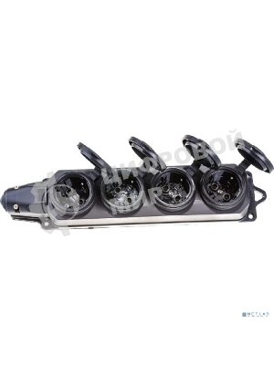 Розетка (колодка) 4-м Омега РБ34-1-0м с защ. крышкой IP44 каучук IEK PKR64-016-2-K02