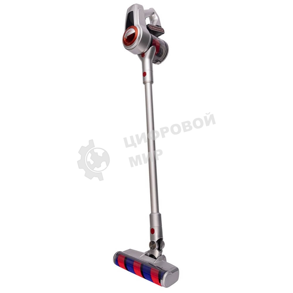 Пылесос вертикальный Sharp ECSB72RS серебристый/красный, питание от аккумулятора, 95 Вт, уборка сухая, пылесборник 1 л, работа от АКБ max 36 мин