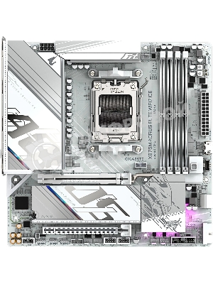 Материнская плата Gigabyte X870M AORUS ELITE WIFI7 ICE, AM5, AMD X870, 4xDDR5, 2xSATA, 2xM.2, 1xPCIe 5.0 x16, 1xPCIe 4.0 x16, 1xHDMI, 1x2.5Gb LAN, Wi-Fi 7, Bluetooth 5.4, 2xUSB-C 40Gbps (USB4), 2xUSB-A 10Gbps, 4xUSB-A 5Gbps, 4xUSB-A 2.0, 3x3.5 мм + S/PDIF оптический, 7.1, белый, mATX