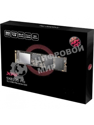 Накопитель SSD XPG SX8200 Pro, 512 Gb, PCIe 3.0 x4, M.2 2280, NVMe, R/W 3350/2350, с радиатором
