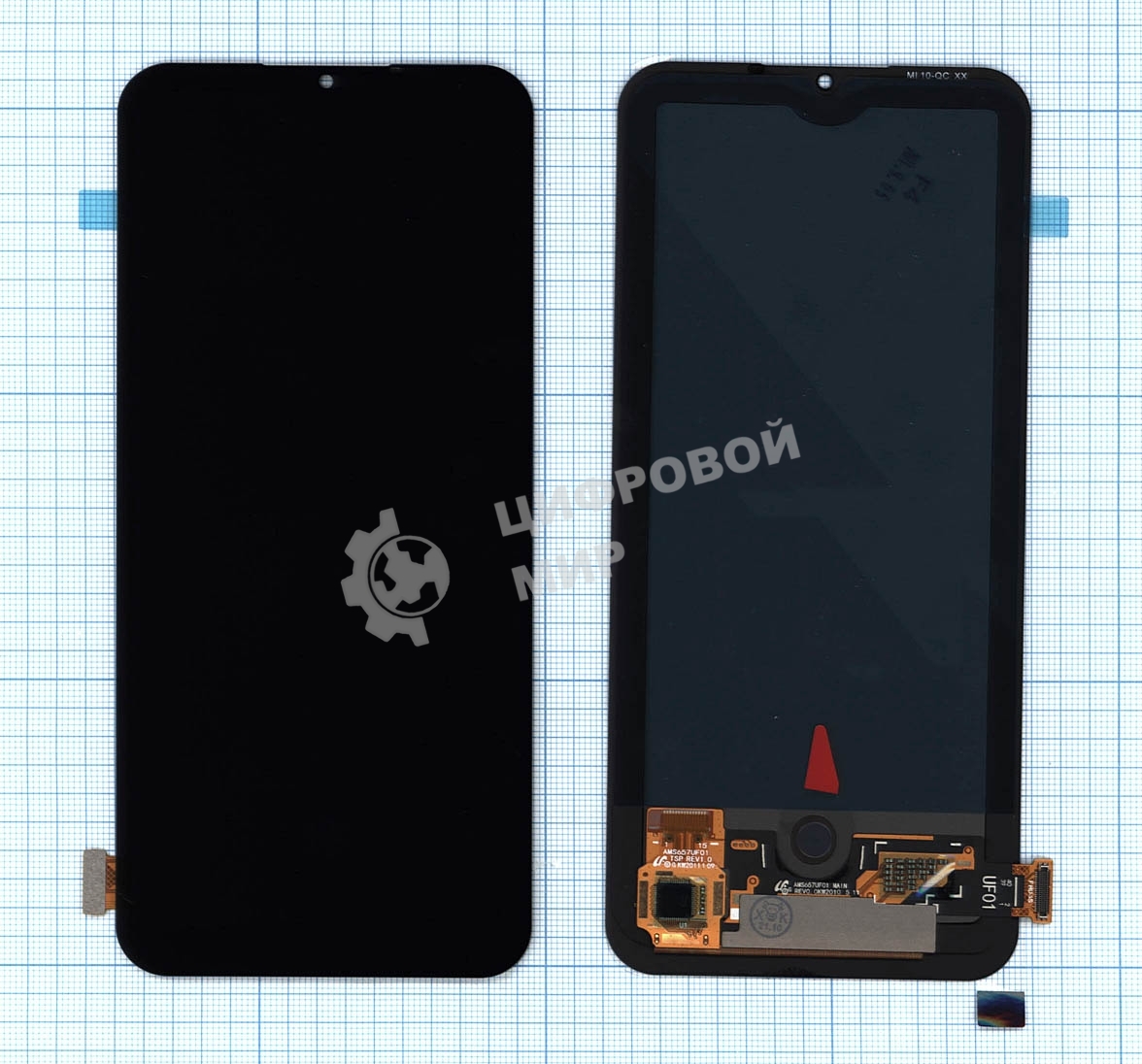 Дисплей для Xiaomi Mi10 Lite в сборе с тачскрином (OLED) черный