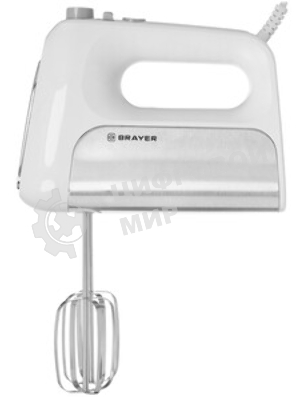 Миксер BRAYER BR1303, 500 Вт, корп.из нерж.стали, 5 режимов, 2 крюка, 2 венчика