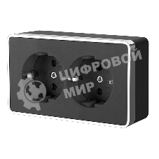 Розетка двойная с заземлением Werkel Gallant (черный/хром) W5072135