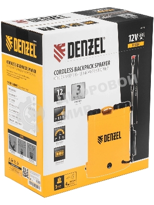 Опрыскиватель ранцевый аккумуляторный Denzel D-12LA, 12 л, щелочной акк., 12 В, 8 А·ч