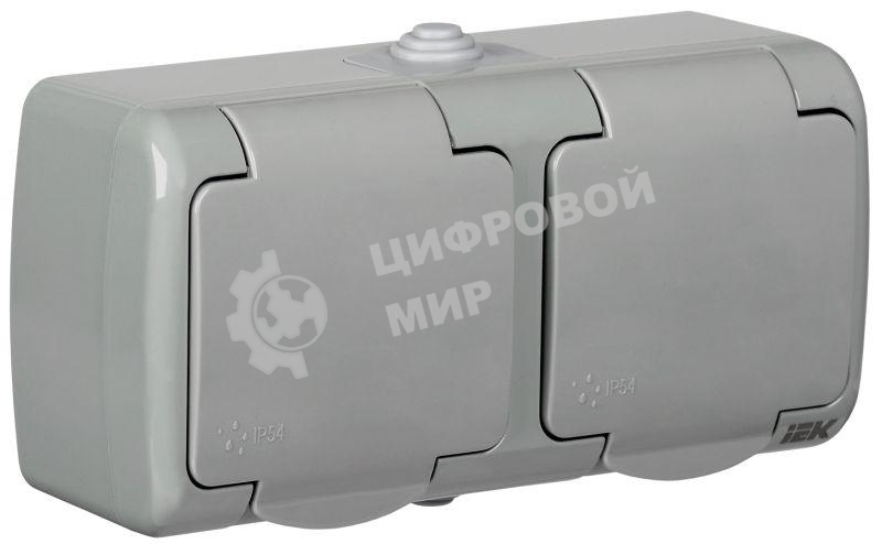 Розетка IEK ERA22-K03-16-54 РСш22-2-А Розетка 2-ая с з/к откр. уст. 16А IP54 AQUATIC