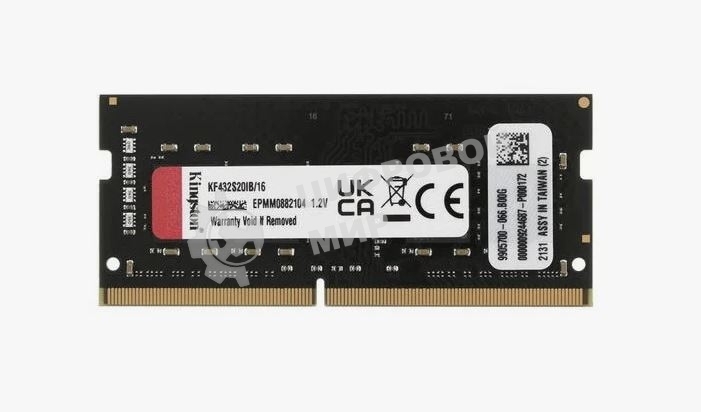 Оперативная память Kingston Fury Impact, DDR4, 16GB (1x16GB), 3200MHz, CL20, SO-DIMM