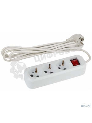 Удлинитель UX-3es-5m c заземлением, 3x0,75мм2, c выкл. 3гн, 5м | Б0035755 | ЭРА