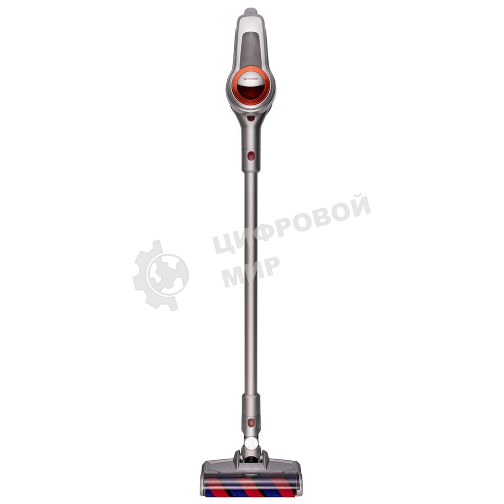 Пылесос вертикальный Sharp ECSB72RS серебристый/красный, питание от аккумулятора, 95 Вт, уборка сухая, пылесборник 1 л, работа от АКБ max 36 мин