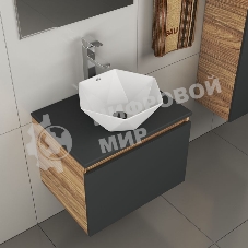 Комплект для ванной, 4 предмета (тумба Bau 60, графит + раковина на столешницу BAU Crystal 40х40 + смеситель Hotel Still, выпуск клик-клак, черный)