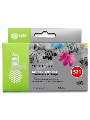 Картридж струйный Cactus CS-CLI521C/M/Y трехцветный (3 x 8,4 мл) для Canon Pixma iP3600/iP4600/iP4700/MP540/MP550/MP560/MP620/MP630/MP640/MP980/MP990/MX860/MX870