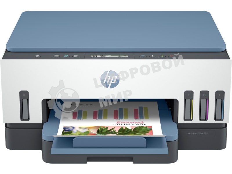 МФУ струйное HP Smart Tank 725 All-in-One (28B51A), A4, цветной, печ. 15 стр/мин. (ч/б) 9 стр/мин. (цвет), 1200x1200 dpi, Bluetooth, USB Type-A, Wi-Fi