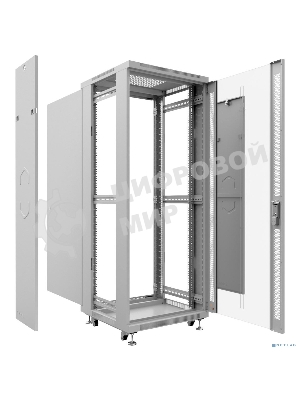 Шкаф телекоммуникационный напольный Cabeus, IP20, 12U, 730х600х600 мм (ВхШхГ), дверь: стекло, разборный, серый