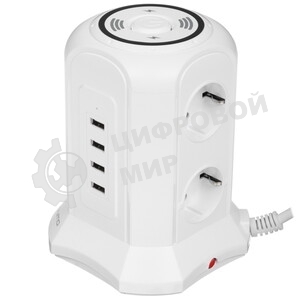Сетевой фильтр Qumo Power Tower Pro + Wireless SFU2 (P-0010) черный, 6 розеток