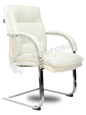 Кресло офисное Бюрократ T-9927SL-LOW-V слоновая кость, кожа, низк.спин. полозья, металл хром