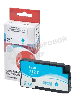 Картридж струйный Sakura 3ED67A (№712 Cyan) для HP, голубой, водорастворимый тип чернил, 29 мл.
