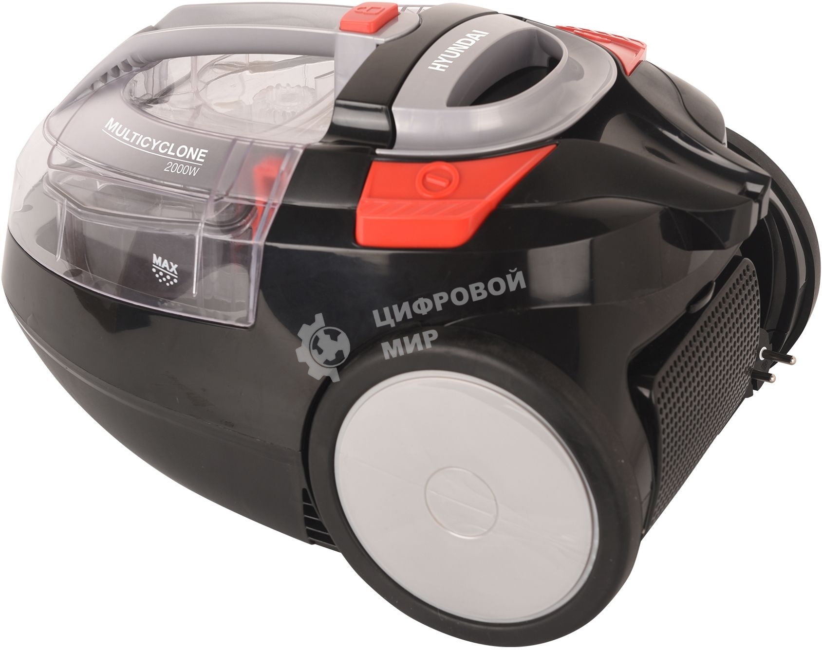 Пылесос Hyundai HYV-C3077 черный, 380/2000 Вт, уборка сухая, пылесборник контейнер 1.5 л