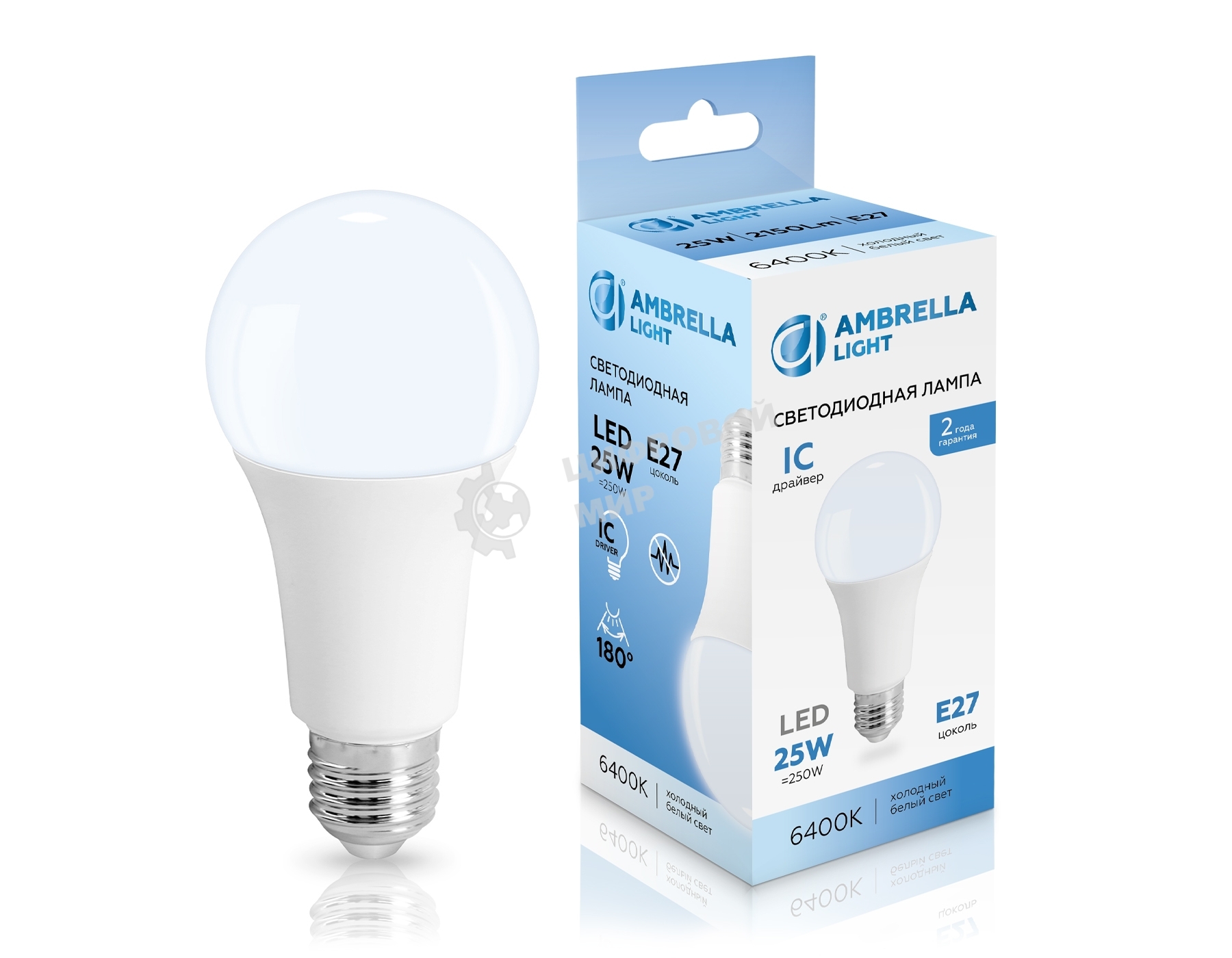 Лампа светодиодная 652506 LED A65 25W IC E27 6400K 175-265V