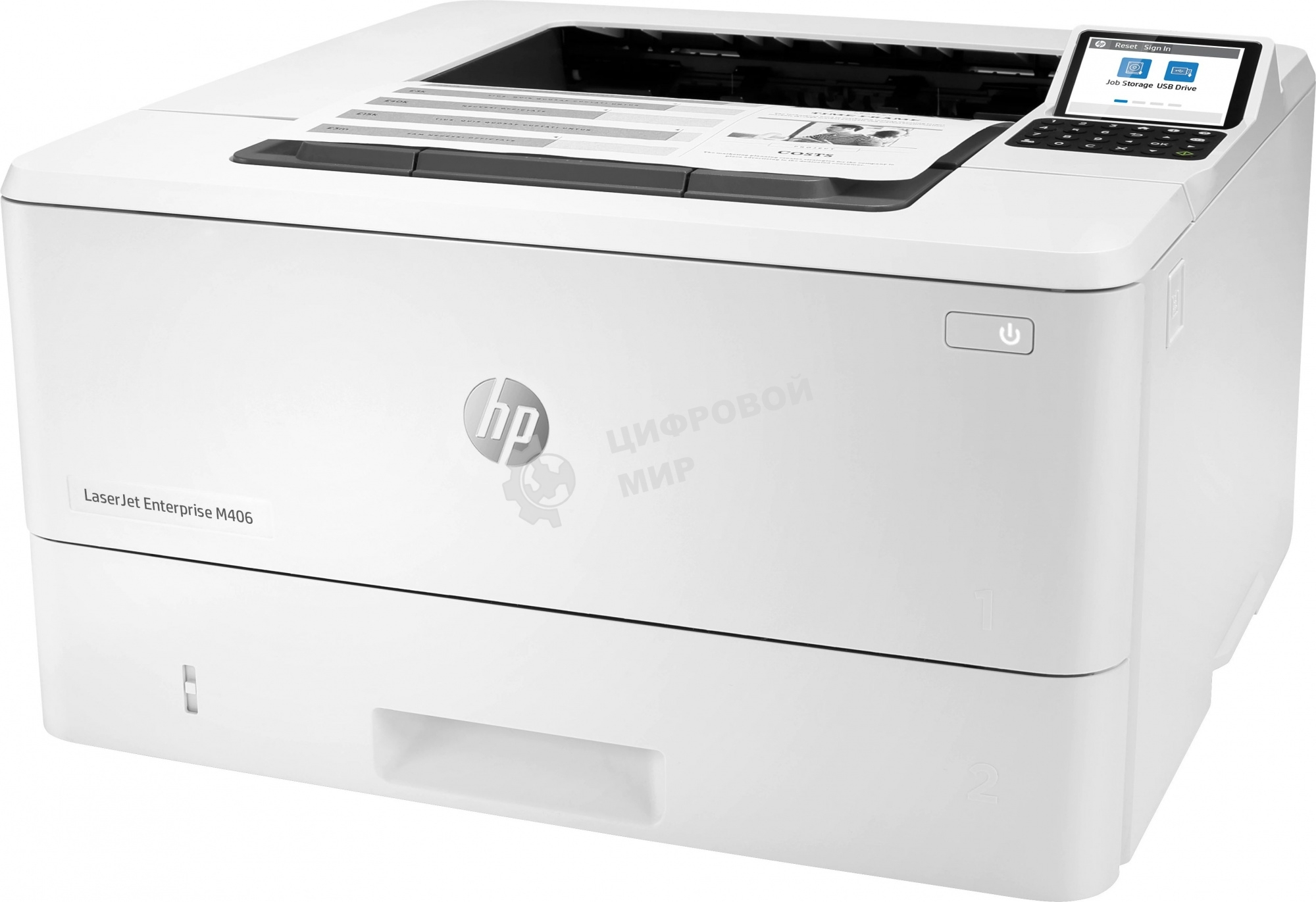 Принтер лазерный HP LaserJet Enterprise M406dn (3PZ15A), A4, ч/б, печ. до 40 стр/мин., 1200 x 1200 dpi, USB, RJ-45, Air Print, Mopria