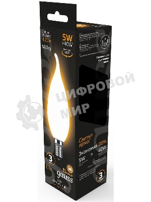 Лампа светодиодная Gauss Filament Свеча на ветру E14 5Вт 2700К OPAL
