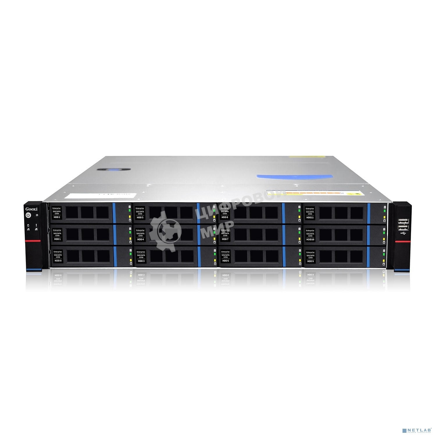 Серверный корпус Gooxi RMC2112-670-HSE-D 2U 12bay chassis,Expander backplane rear 2*2.5