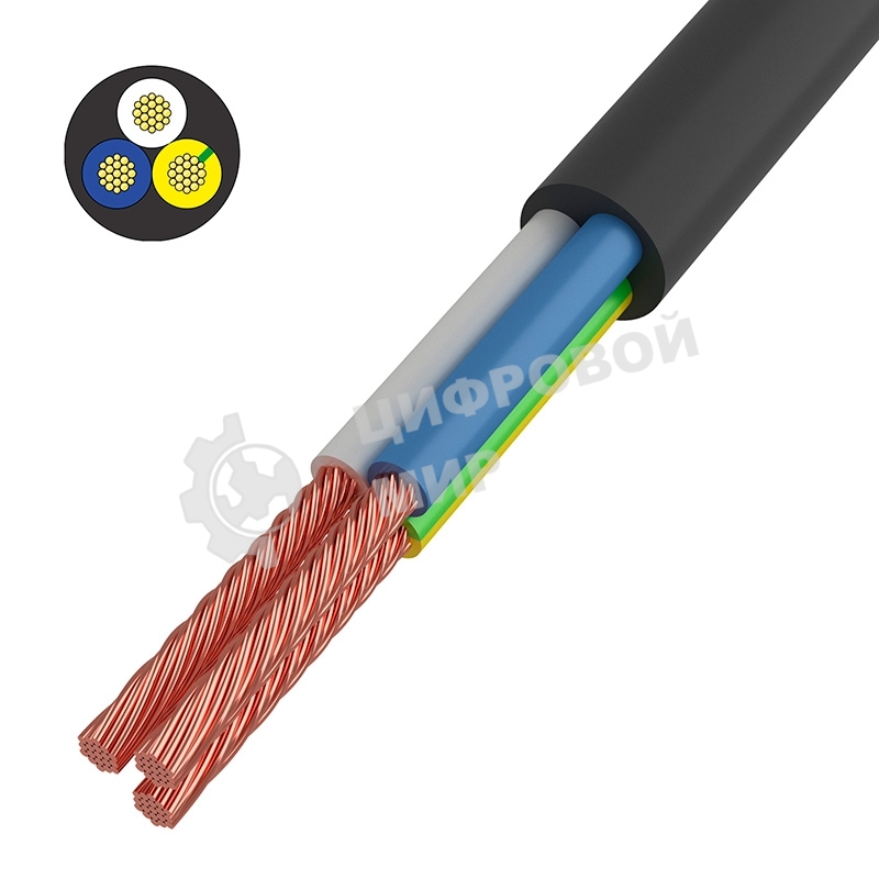 Провод соединительный ПВС Rexant 3x1,5 мм², черный, длина 10 метров, ГОСТ 7399-97