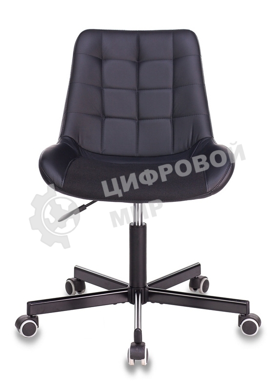 Кресло компьютерное Бюрократ CH-350M/BLACK без подлокотников, черный, искусст.кожа/ткань, крестовина хром