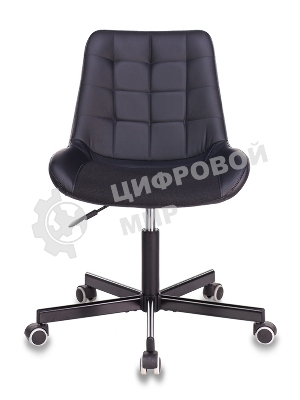 Кресло компьютерное Бюрократ CH-350M/BLACK без подлокотников, черный, искусст.кожа/ткань, крестовина хром