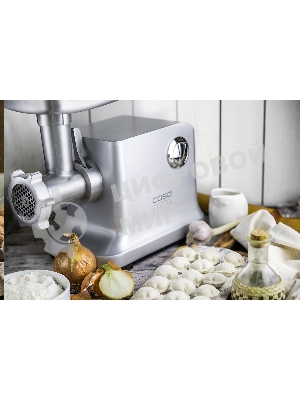 Мясорубка электрическая CASO FW 2000 серебристый, 2000 Вт, 2.5 кг/мин, реверс, защита от перегрузки, насадки - 5