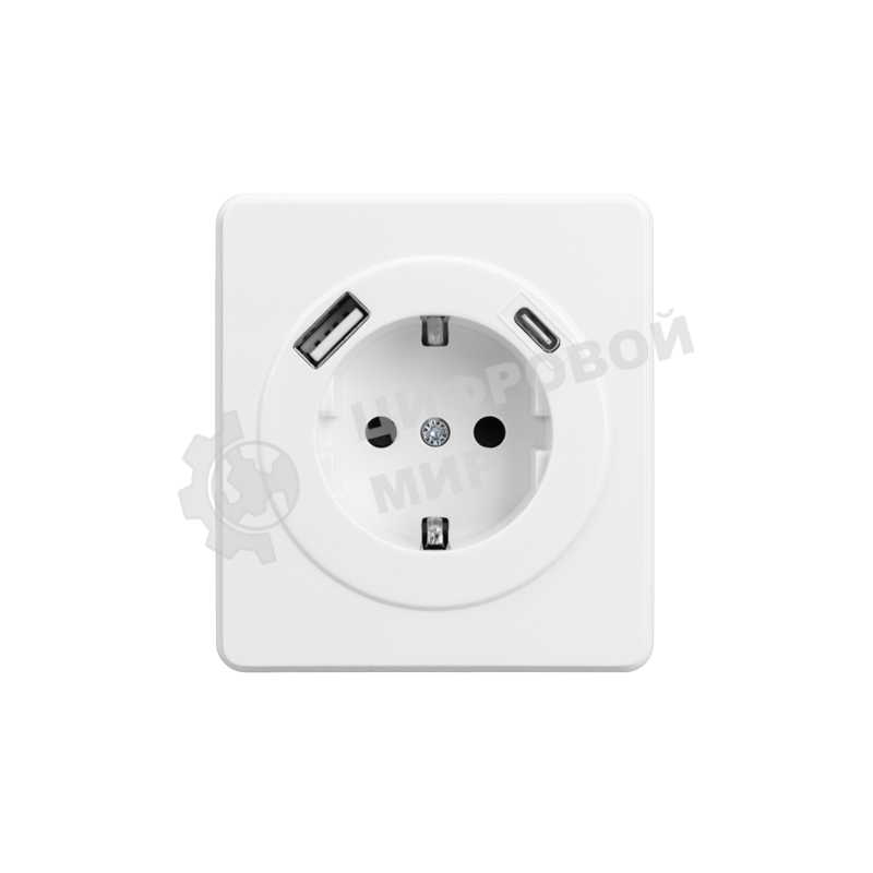 Розетка Kranz ROUND 1-ая с/з с/у з/ш 16А с USB A+C быстрой зарядки 5В/3А перламутр