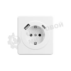 Розетка Kranz ROUND 1-ая с/з с/у з/ш 16А с USB A+C быстрой зарядки 5В/3А перламутр