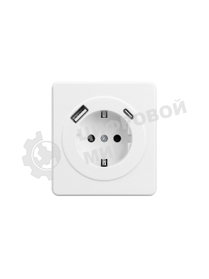 Розетка Kranz ROUND 1-ая с/з с/у з/ш 16А с USB A+C быстрой зарядки 5В/3А перламутр