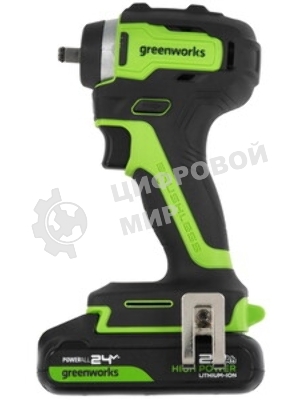 Гайковерт ударный аккумуляторный GreenWorks GD24IW200, 24v, 200 Нм, без АКБ и ЗУ (3803607)