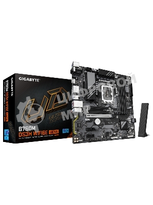 Материнская плата GIGABYTE B760M DS3H WIFI6E GEN5, LGA1700, Intel B760, 4xDDR5, 4xSATA, 2xM.2, 1xPCIe 5.0 x16, DisplayPort, HDMI, 1x2.5Gb LAN, USB Type-C, 3x3.5 мм, 7.1, microATX