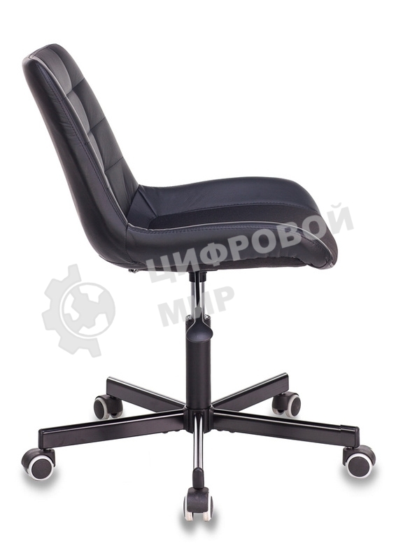 Кресло компьютерное Бюрократ CH-350M/BLACK без подлокотников, черный, искусст.кожа/ткань, крестовина хром