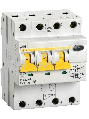 Выключатель автоматический дифференциального тока IEK MAD22-6-025-C-30 АВДТ 34 C25 30мА