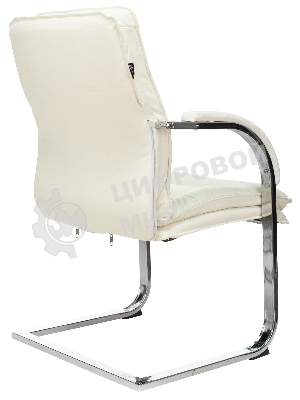 Кресло офисное Бюрократ T-9927SL-LOW-V слоновая кость, кожа, низк.спин. полозья, металл хром