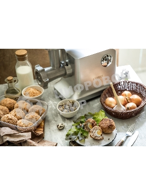 Мясорубка электрическая CASO FW 2000 серебристый, 2000 Вт, 2.5 кг/мин, реверс, защита от перегрузки, насадки - 5