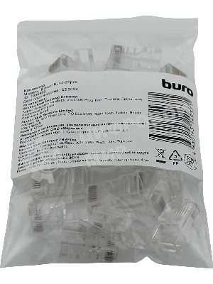 Коннектор Buro RJ45 прозрачный (упак.:20шт)