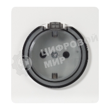 Розетка Kranz ROUND 1-ая с/з с/у, со шторками и крышкой 16А перламутр