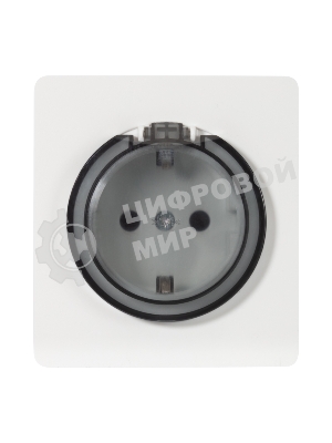 Розетка Kranz ROUND 1-ая с/з с/у, со шторками и крышкой 16А перламутр