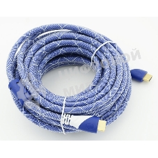 Кабель HDMI Ver.1.4 Blue/белый jack HDMI19 (m)/HDMI19 (m) 10м феррит.кольца позолоченные контакты