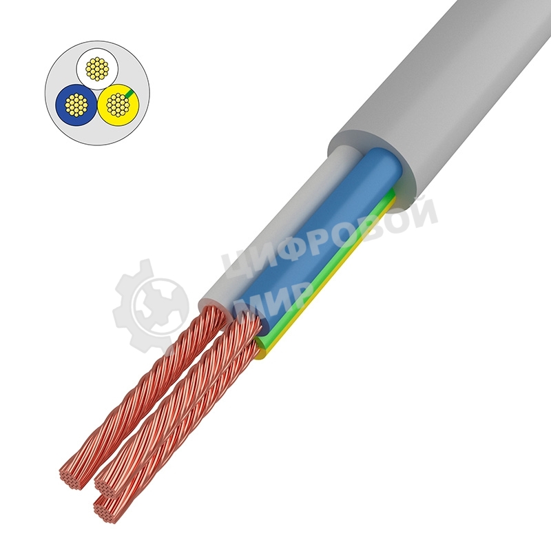 Провод соединительный ПВС Rexant 3x1,0 мм², белый, длина 50 метров, ГОСТ 7399-97