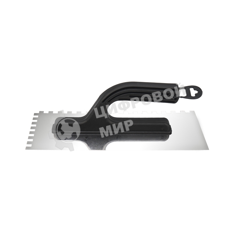 Гладилка нержавеющая Rexant 130х270 мм, зуб 6х6 мм, пластиковая ручка