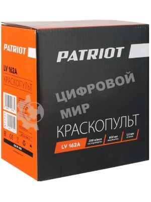 Краскопульт пневматический PATRIOT LV 162Ав.бак 0.5л 400л/мин 3-4бар 1.5мм факел120-220мм 0.8кг