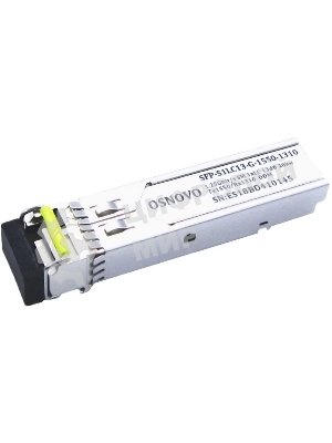 Оптический SFP Модуль OSNOVO GE, одно волокно SM, до 1,25 Гбит/c, LC, до 20км, Tx:1550/Rx:1310, DDM