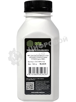 Тонер Cactus CS-THP4-100 черный флакон 100гр. для принтера HP CB435A/CB436A/CE278A/CE285A/CF283A/CF244A/CF283X (для OEM)