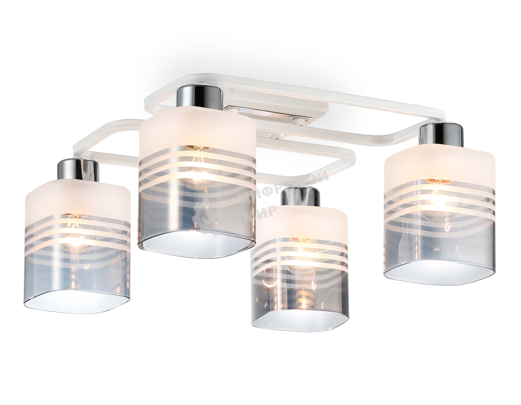 Светильник Ambrella light TR303205/4 WH/CH/SM/FR белый/хром/дымчатый/белый матовый E27*4 max 60W 370*370*200
