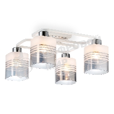 Светильник Ambrella light TR303205/4 WH/CH/SM/FR белый/хром/дымчатый/белый матовый E27*4 max 60W 370*370*200
